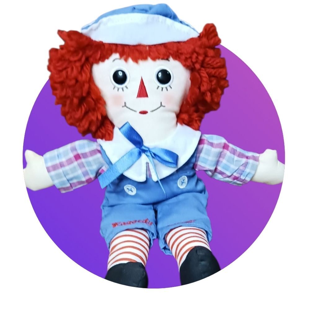 Hasbro Raggedy Andy Rag Doll with Red Hair and Blue Outfit 12" Tall New